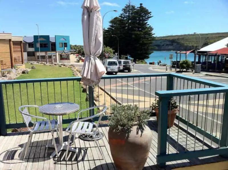 Balcony with beach views at Loch Ard Motor Inn Port Campbell accommodation.