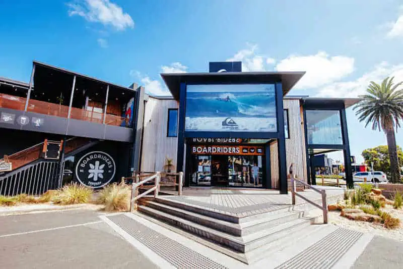 Iconic and famous surf fashion shops on the Surf Coast Hwy in Torquay, Victoria, Australia