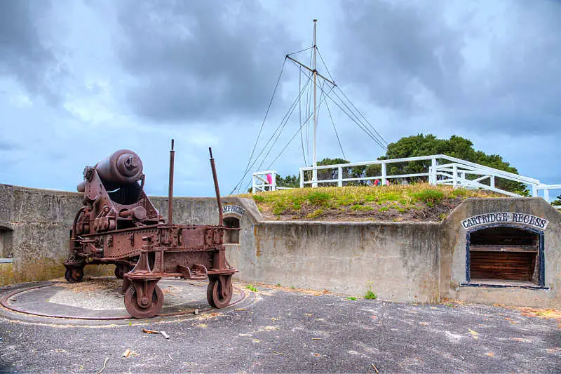 Cannon and pole at Battery Hill one of the must see things to do in Port Fairy Victoria.