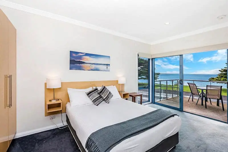 Guest room at Seascape accommodation in Portland Victoria.