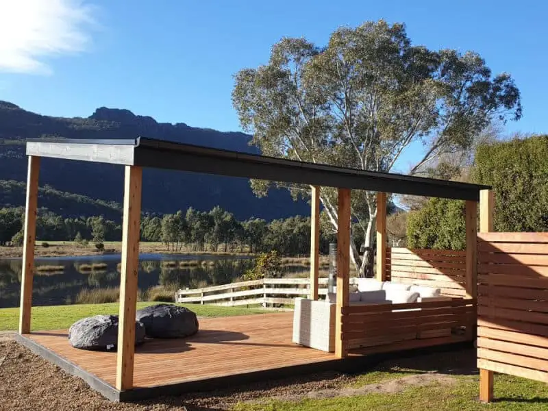 Undercover outdoor area with nature views at Halls Gap Motel accommodation.
