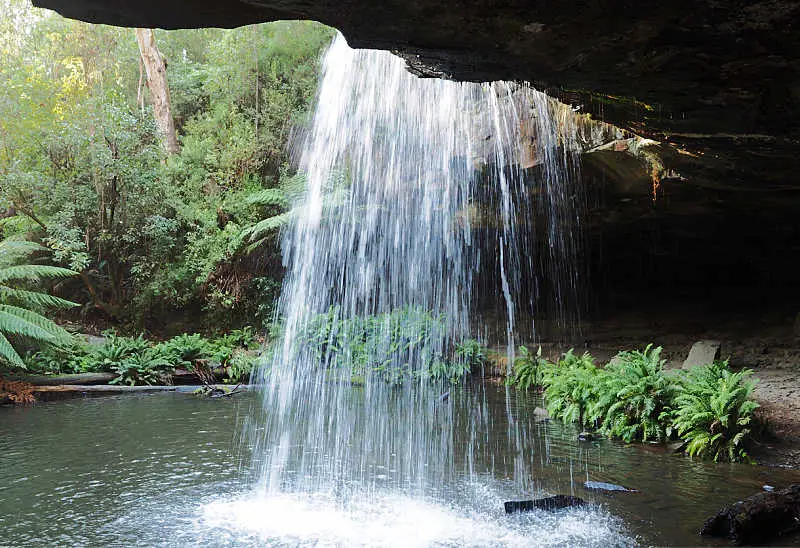 View of Lower Kalimna Falls from the cave behind it.