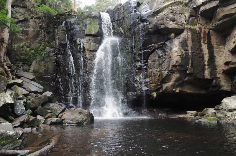 Phantom Falls with a pool of water at its base. A beautiful in the Otways National Park.