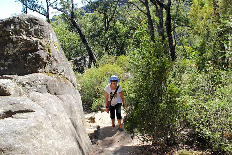 Hiker on one of the many Halls Gap Walks in the Grampians. One of the fabulous Halls Gap things to do.