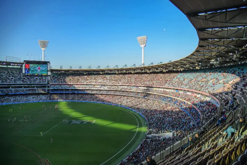 Australian football or footy, favourite aussie sports Melbourne Cricket Ground (MCG) Stadium in Yarra Park of Melbourne Victoria, Victoria, Australia.