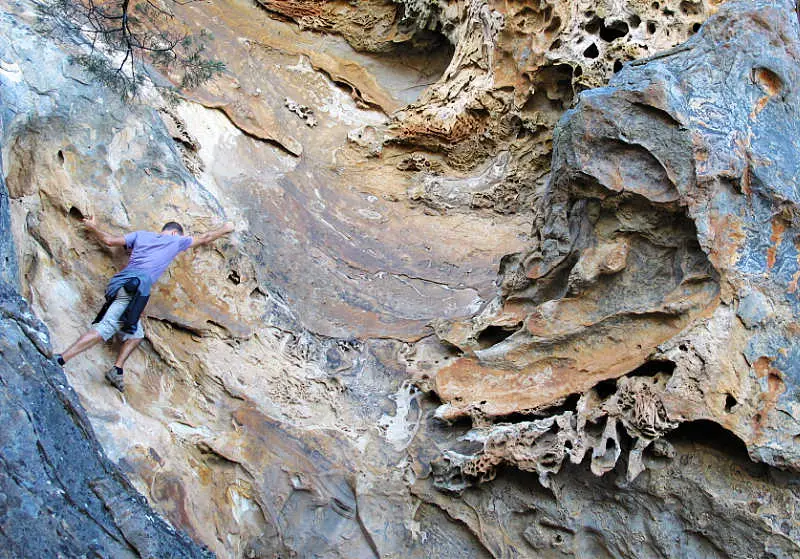 Man rock climbing in Grampians National Park