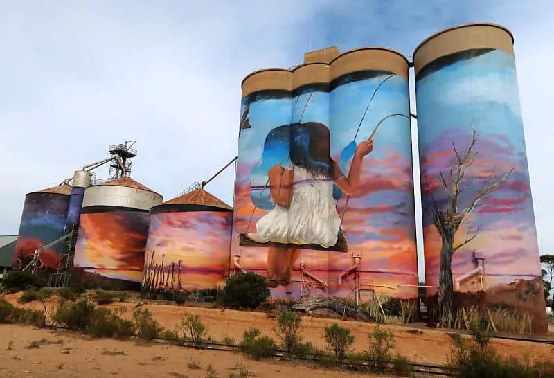 Colourful painted silos in Victoria Australia.