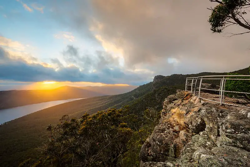 Sunset at the Balconies Lookout Grampians Halls Gap Victoria.