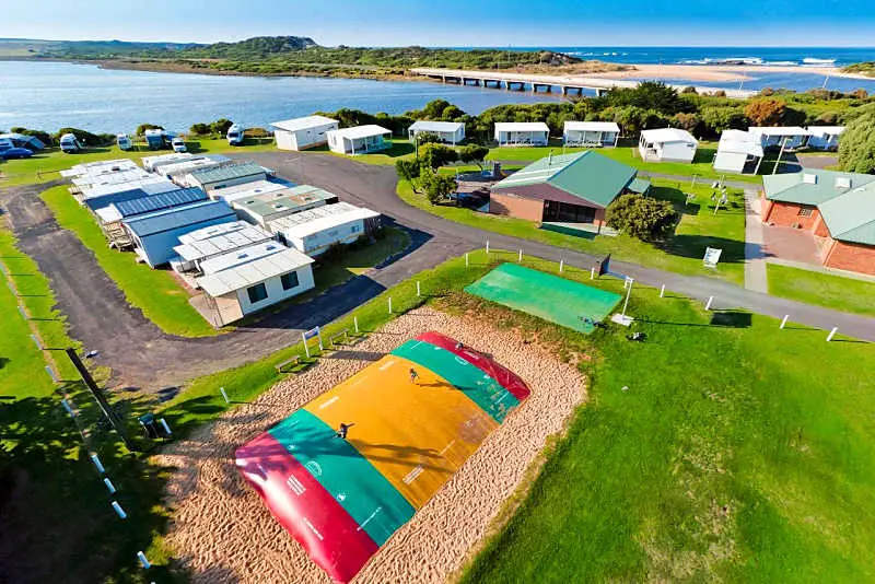Aerial view of the Great Ocean Road Tourist Park.