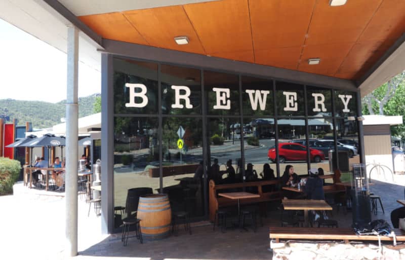 People enjoying a drink outside at Paper Scissors Rock Brewery. A Grampians brewery.