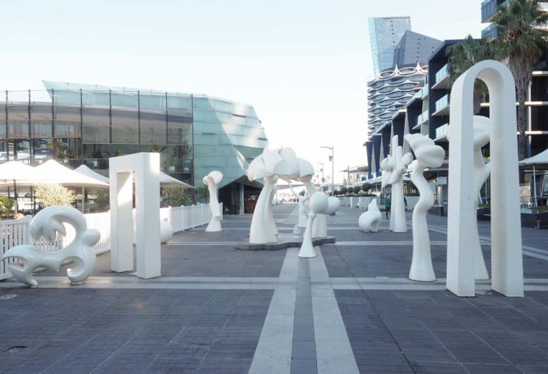 White art sculpture at New Quay Docklands Melbourne.