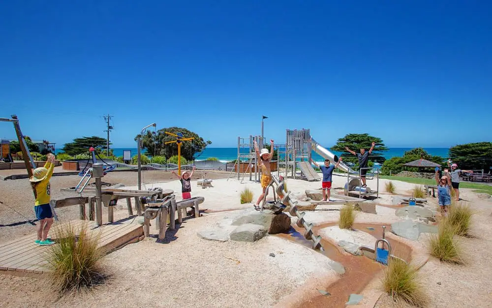 Children playing in the playground at Big4 Pisces Apollo Bay Holiday Park.