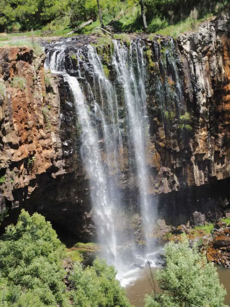 The cascading Trentham Falls in Victoria Australia. Trentham Falls is one of the beautiful attractions in Daylesford and can easily be seen from its viewing platform.