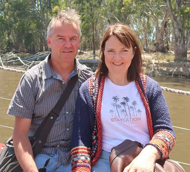 Andrew and Audrey on a paddle on the Murray River in Echuca Victoria.